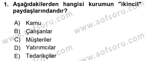 Halkla İlişkilerde Güncel Kavramlar 1 Dersi 2025 - 2026 Yılı (Final) Dönem Sonu Sınav Soruları 1. Soru