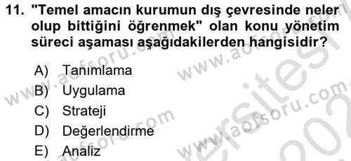 Halkla İlişkilerde Güncel Kavramlar 1 Dersi 2025 - 2026 Yılı (Final) Dönem Sonu Sınav Soruları 11. Soru