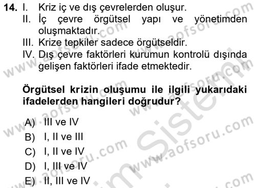 Halkla İlişkilerde Güncel Kavramlar 1 Dersi 2025 - 2026 Yılı (Final) Dönem Sonu Sınav Soruları 14. Soru