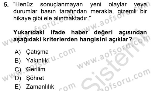Halkla İlişkilerde Güncel Kavramlar 1 Dersi 2025 - 2026 Yılı (Final) Dönem Sonu Sınav Soruları 5. Soru