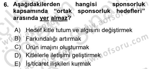 Halkla İlişkilerde Güncel Kavramlar 2 Dersi 2021 - 2022 Yılı (Vize) Ara Sınav Soruları 6. Soru