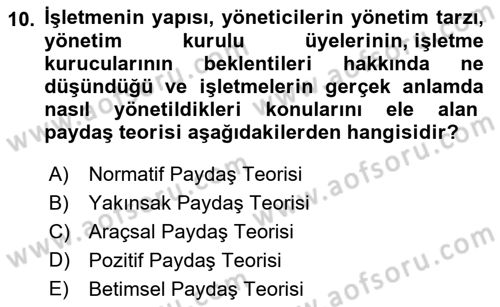 Halkla İlişkilerde Güncel Kavramlar 2 Dersi 2021 - 2022 Yılı (Final) Dönem Sonu Sınav Soruları 10. Soru