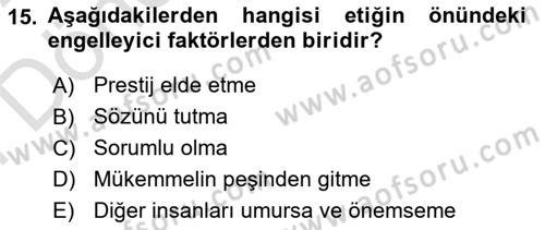 Halkla İlişkilerde Güncel Kavramlar 2 Dersi 2021 - 2022 Yılı (Final) Dönem Sonu Sınav Soruları 15. Soru