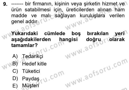Halkla İlişkilerde Güncel Kavramlar 2 Dersi 2021 - 2022 Yılı (Final) Dönem Sonu Sınav Soruları 9. Soru