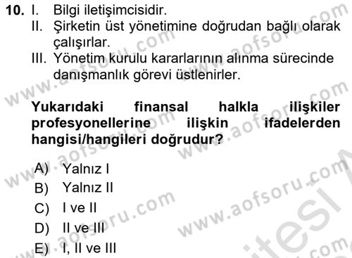 Halkla İlişkilerde Güncel Kavramlar 2 Dersi 2021 - 2022 Yılı Yaz Okulu Sınav Soruları 10. Soru
