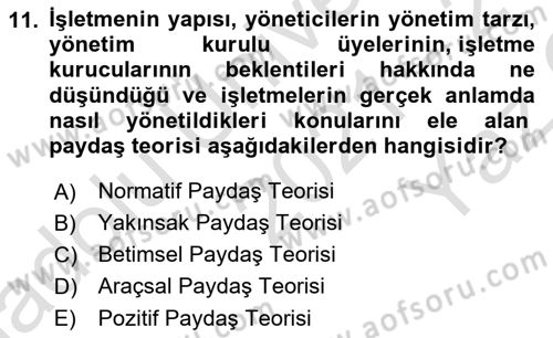 Halkla İlişkilerde Güncel Kavramlar 2 Dersi 2021 - 2022 Yılı Yaz Okulu Sınav Soruları 11. Soru