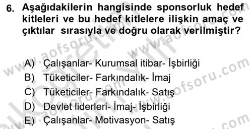 Halkla İlişkilerde Güncel Kavramlar 2 Dersi 2021 - 2022 Yılı Yaz Okulu Sınav Soruları 6. Soru