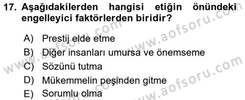 Halkla İlişkilerde Güncel Kavramlar 2 Dersi 2022 - 2023 Yılı Yaz Okulu Sınav Soruları 17. Soru