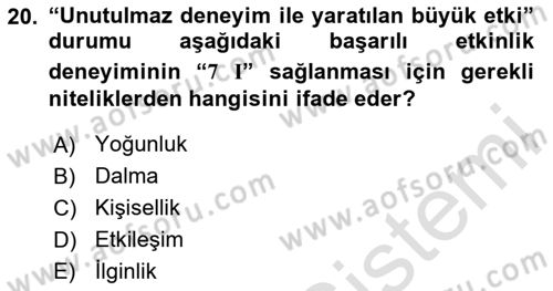 Halkla İlişkilerde Güncel Kavramlar 2 Dersi 2023 - 2024 Yılı (Vize) Ara Sınav Soruları 20. Soru