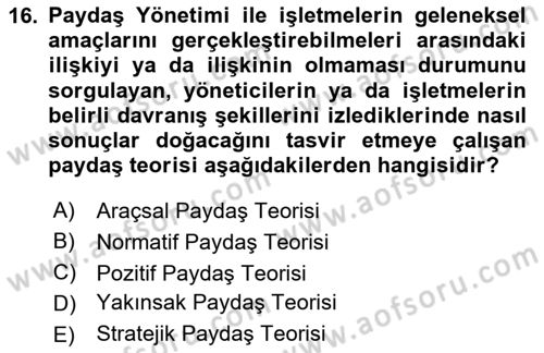 Halkla İlişkilerde Güncel Kavramlar 2 Dersi 2023 - 2024 Yılı (Final) Dönem Sonu Sınav Soruları 16. Soru