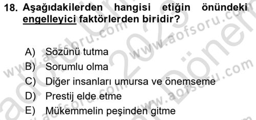 Halkla İlişkilerde Güncel Kavramlar 2 Dersi 2023 - 2024 Yılı (Final) Dönem Sonu Sınav Soruları 18. Soru