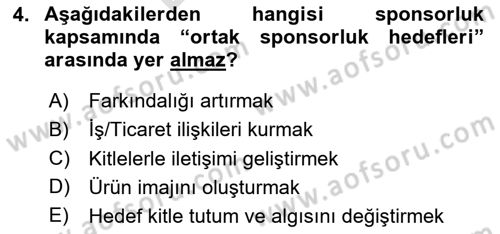 Halkla İlişkilerde Güncel Kavramlar 2 Dersi 2023 - 2024 Yılı (Final) Dönem Sonu Sınav Soruları 4. Soru