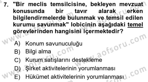 Halkla İlişkilerde Güncel Kavramlar 2 Dersi 2023 - 2024 Yılı (Final) Dönem Sonu Sınav Soruları 7. Soru
