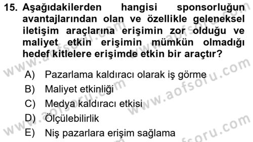 Halkla İlişkilerde Güncel Kavramlar 2 Dersi 2023 - 2024 Yılı Yaz Okulu Sınav Soruları 15. Soru