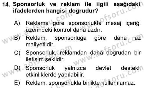 Halkla İlişkilerde Güncel Kavramlar 2 Dersi 2024 - 2025 Yılı (Vize) Ara Sınav Soruları 14. Soru