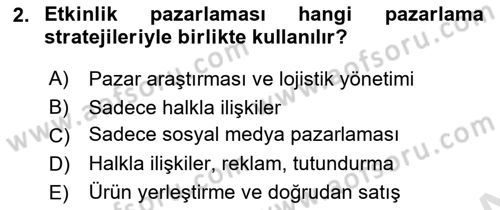 Halkla İlişkilerde Güncel Kavramlar 2 Dersi 2024 - 2025 Yılı (Final) Dönem Sonu Sınav Soruları 2. Soru