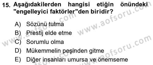 Halkla İlişkilerde Güncel Kavramlar 2 Dersi 2024 - 2025 Yılı Yaz Okulu Sınav Soruları 15. Soru