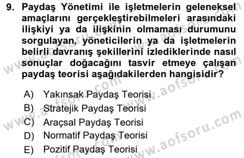 Halkla İlişkilerde Güncel Kavramlar 2 Dersi 2024 - 2025 Yılı Yaz Okulu Sınav Soruları 9. Soru