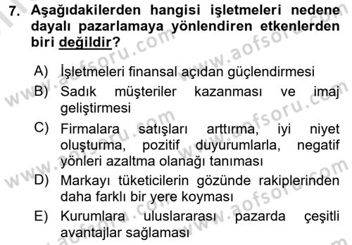 Halkla İlişkilerde Güncel Kavramlar 2 Dersi 2025 - 2026 Yılı (Vize) Ara Sınav Soruları 7. Soru