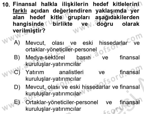 Halkla İlişkilerde Güncel Kavramlar 2 Dersi 2025 - 2026 Yılı (Final) Dönem Sonu Sınav Soruları 10. Soru
