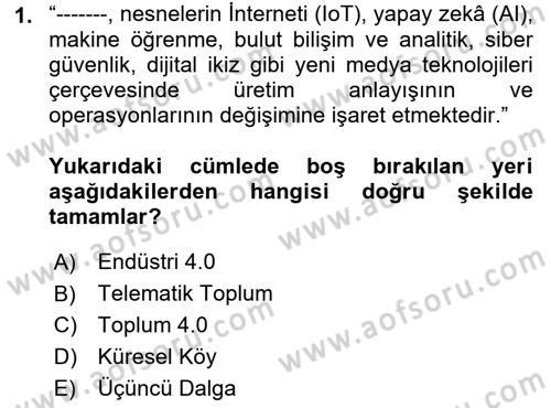 Dijital Halkla İlişkiler Dersi 2021 - 2022 Yılı (Vize) Ara Sınavı 1. Soru