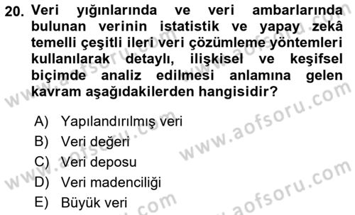 Dijital Halkla İlişkiler Dersi 2021 - 2022 Yılı (Final) Dönem Sonu Sınav Soruları 20. Soru