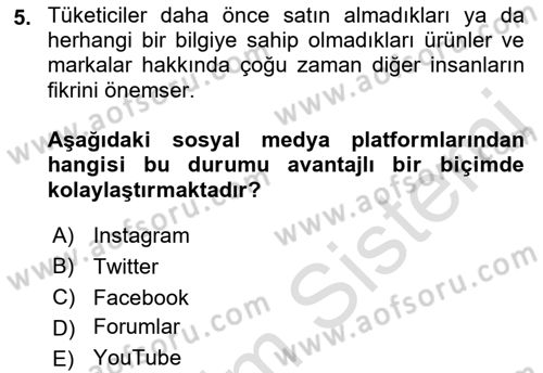 Dijital Halkla İlişkiler Dersi 2021 - 2022 Yılı (Final) Dönem Sonu Sınav Soruları 5. Soru