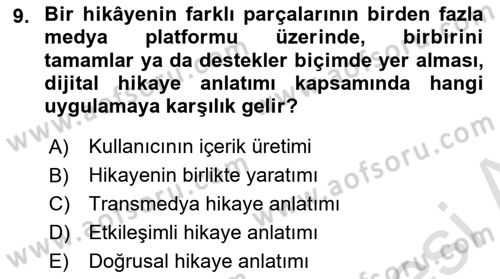 Dijital Halkla İlişkiler Dersi 2021 - 2022 Yılı (Final) Dönem Sonu Sınav Soruları 9. Soru