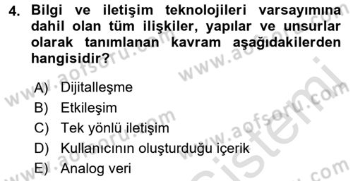 Dijital Halkla İlişkiler Dersi 2022 - 2023 Yılı Yaz Okulu Sınav Soruları 4. Soru