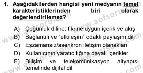 Dijital Halkla İlişkiler Dersi 2023 - 2024 Yılı (Vize) Ara Sınav Soruları 1. Soru