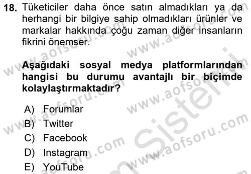 Dijital Halkla İlişkiler Dersi 2023 - 2024 Yılı (Vize) Ara Sınav Soruları 18. Soru