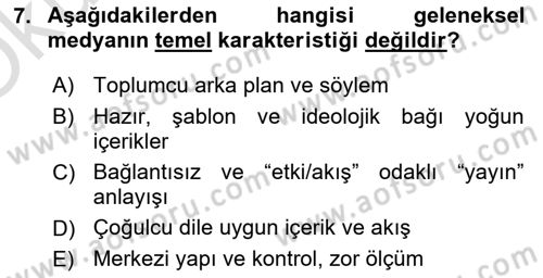 Dijital Halkla İlişkiler Dersi 2023 - 2024 Yılı Yaz Okulu Sınav Soruları 7. Soru