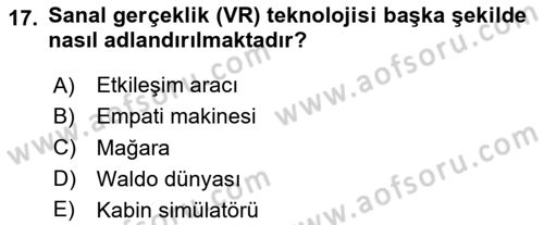 Dijital Halkla İlişkiler Dersi 2024 - 2025 Yılı (Final) Dönem Sonu Sınav Soruları 17. Soru