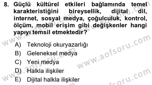 Dijital Halkla İlişkiler Dersi 2024 - 2025 Yılı (Final) Dönem Sonu Sınav Soruları 8. Soru