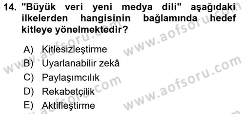 Dijital Halkla İlişkiler Dersi 2024 - 2025 Yılı Yaz Okulu Sınav Soruları 14. Soru