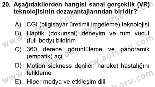 Dijital Halkla İlişkiler Dersi 2024 - 2025 Yılı Yaz Okulu Sınav Soruları 20. Soru