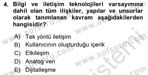 Dijital Halkla İlişkiler Dersi 2024 - 2025 Yılı Yaz Okulu Sınav Soruları 4. Soru
