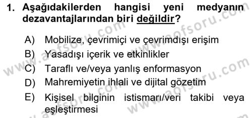 Dijital Halkla İlişkiler Dersi 2025 - 2026 Yılı (Vize) Ara Sınav Soruları 1. Soru