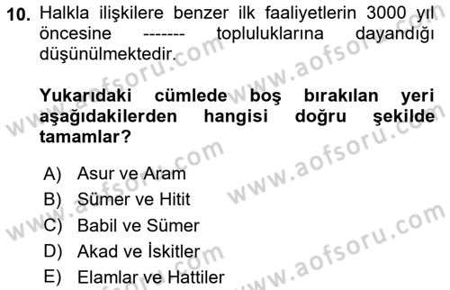 Dijital Halkla İlişkiler Dersi 2025 - 2026 Yılı (Vize) Ara Sınav Soruları 10. Soru