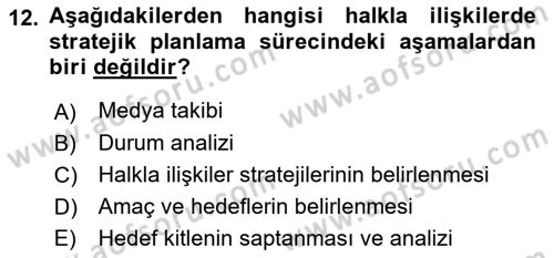 Dijital Halkla İlişkiler Dersi 2025 - 2026 Yılı (Vize) Ara Sınav Soruları 12. Soru