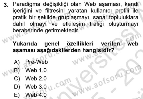 Dijital Halkla İlişkiler Dersi 2025 - 2026 Yılı (Vize) Ara Sınav Soruları 3. Soru