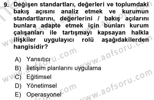 Dijital Halkla İlişkiler Dersi 2025 - 2026 Yılı (Vize) Ara Sınav Soruları 9. Soru