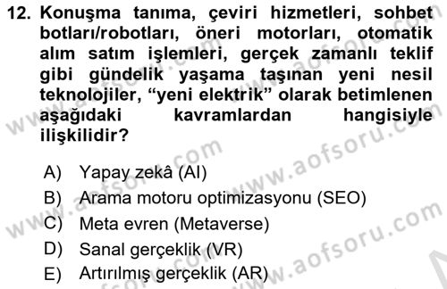 Dijital Halkla İlişkiler Dersi 2025 - 2026 Yılı (Final) Dönem Sonu Sınav Soruları 12. Soru