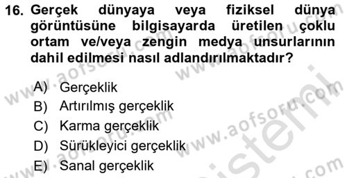 Dijital Halkla İlişkiler Dersi 2025 - 2026 Yılı (Final) Dönem Sonu Sınav Soruları 16. Soru