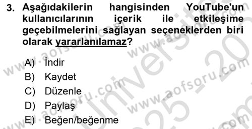 Dijital Halkla İlişkiler Dersi 2025 - 2026 Yılı (Final) Dönem Sonu Sınav Soruları 3. Soru