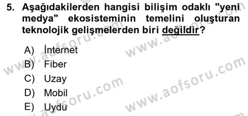 Dijital Halkla İlişkiler Dersi 2025 - 2026 Yılı (Final) Dönem Sonu Sınav Soruları 5. Soru
