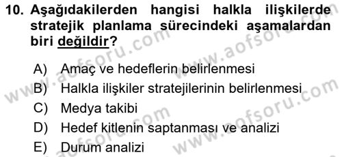 Dijital Halkla İlişkiler Dersi 2025 - 2026 Yılı Yaz Okulu Sınav Soruları 10. Soru