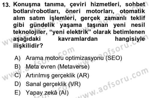 Dijital Halkla İlişkiler Dersi 2025 - 2026 Yılı Yaz Okulu Sınav Soruları 13. Soru