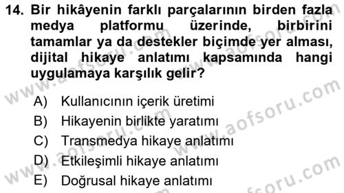 Dijital Halkla İlişkiler Dersi 2025 - 2026 Yılı Yaz Okulu Sınav Soruları 14. Soru
