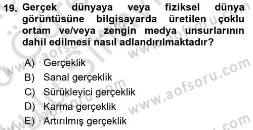 Dijital Halkla İlişkiler Dersi 2025 - 2026 Yılı Yaz Okulu Sınav Soruları 19. Soru